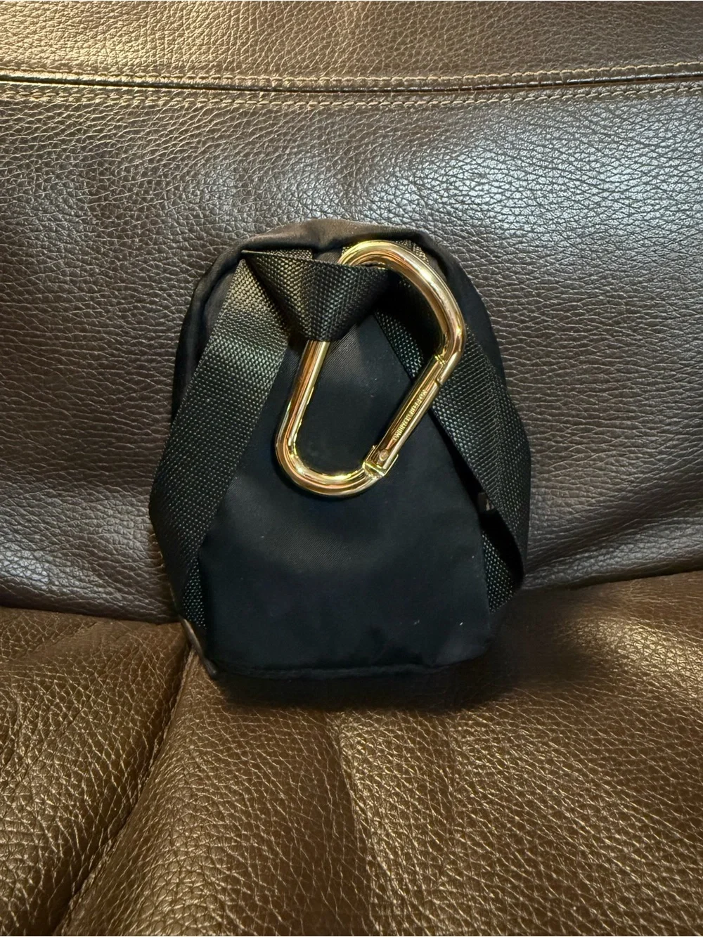 lululemon athletica Black Mini Bag with Gold Hardware